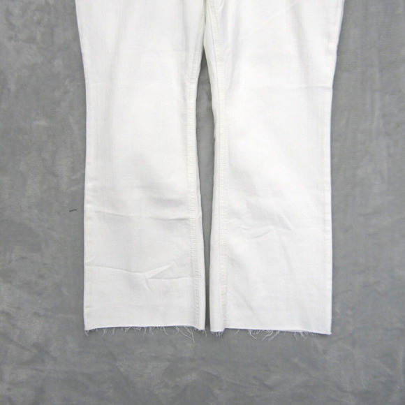 J. Crew Mid Rise Flare Crop Jeans White Stretch Button Fly Size 33 T Waist - Picture 3 of 11